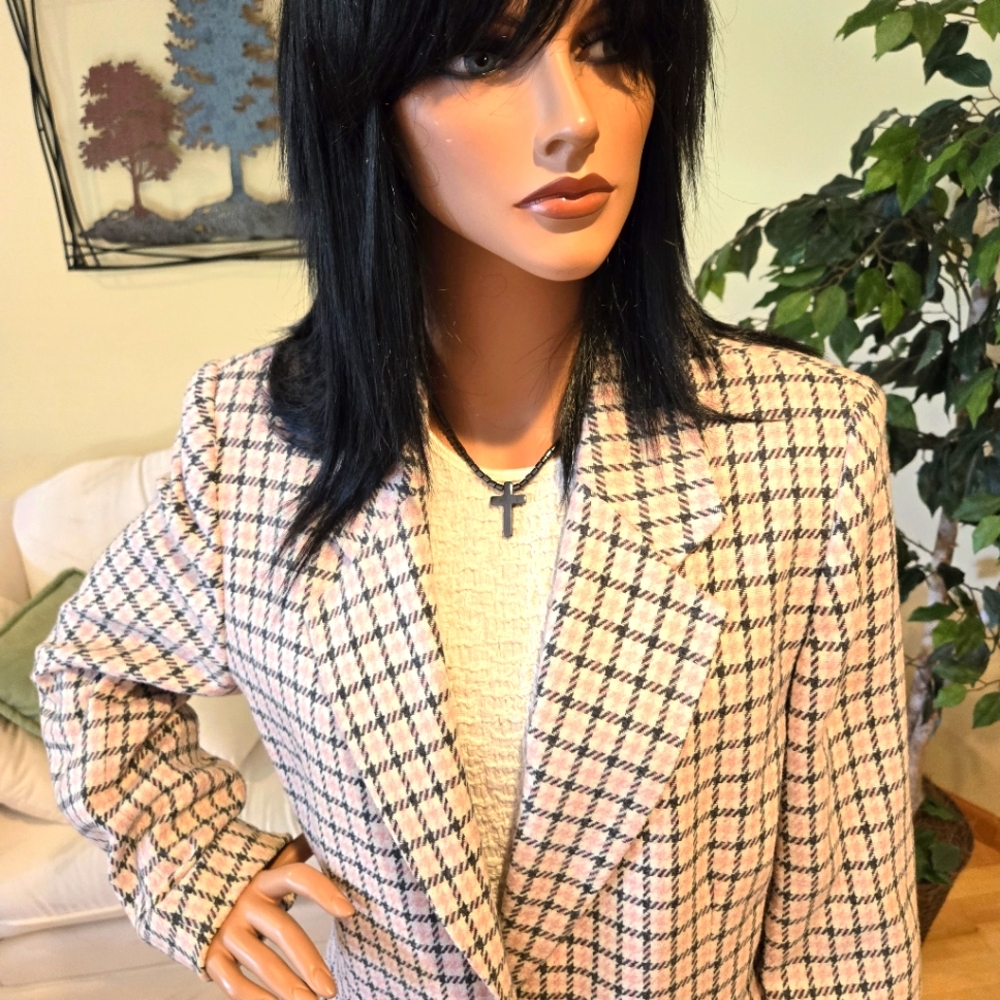 Laura Gayle Pink, Grey, White Plaid Woman's Jacket/Blazer Size 12